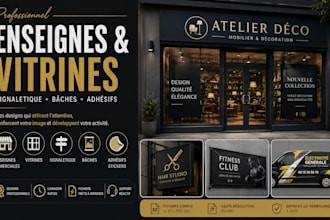 créer votre enseigne, vitrine, signalétique, bache et adhésif