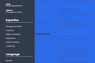 design a professional modern cv resume in canva