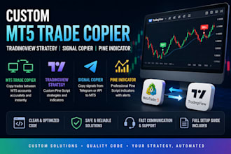 code a custom mt5 trade copier,tradeview strategy,signal copier, pine indicator