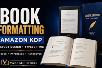 do book formatting for amazon kdp, book layout design and typesetting