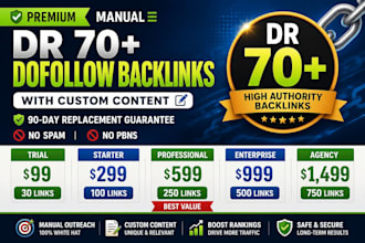 do dr 70 dofollow backlinks with manual outreach