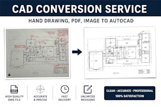 convert PDF, image or hand sketch to autocad dwg