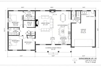 draw barndominium plans, elevations, sections and blueprints