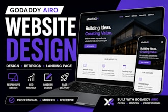 design or redesign your godaddy airo website, landing page