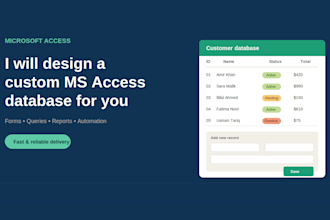 design a custom ms access database with forms and reports