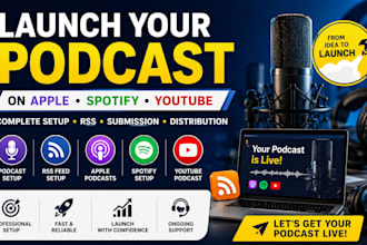 launch and set up your podcast on apple spotify and youtube