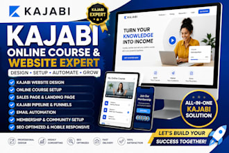 design your kajabi online course, kajabi website and setup kajabi