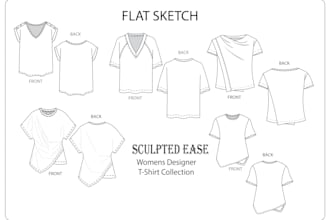 create professional fashion flat sketches and technical drawings