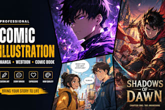 draw custom comic book, manga, and webtoon illustrations