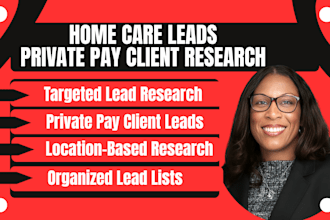 research, generate home care leads and referral outreach to private pay clients