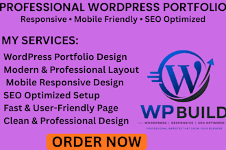 build professional wordpress portfolio website responsive mobile SEO optimized