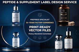 design peptide and supplement product label prepress files