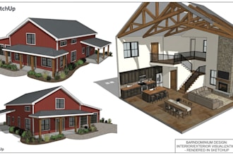 design 3d barndominium interior exterior rendering and visualization