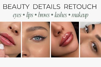 professionally retouch eyes, lips, brows and lashes