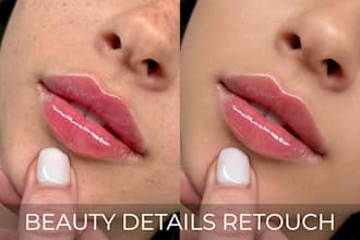 professionally retouch eyes, lips, brows and lashes