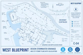 design stormwater drainage and city permit plans with calculations