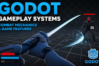 develop advanced godot gameplay systems, combat mechanics and game features