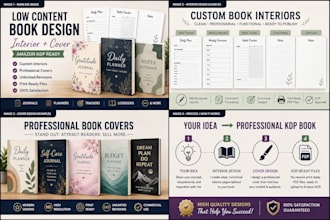 create a professional low content book interior and cover for amazon KDP
