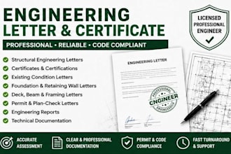 provide engineering letters, structural certifications and reports