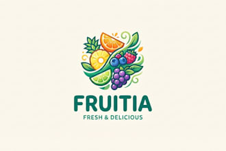 design a fresh and colorful fruit logo for your brand