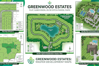 design estate maps, plat maps, lot subdivision, 2d 3d site plans and parcel maps