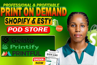 setup print on demand shopify pod store, printify printful shopify store design