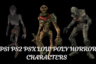 create low poly horror characters in ps1 ps2 psx retro game style