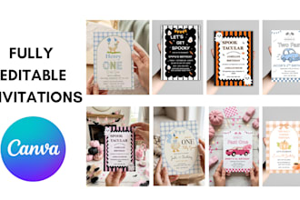 design editable canva birthday and halloween invites