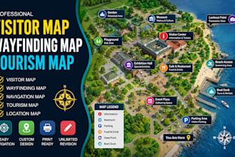 design visitor map, wayfinding map, navigation map, tourism map, location map