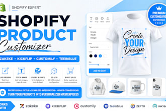 set up shopify product customization with zakeke kickflip customily