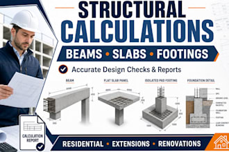 structural calculations, beam calculations, footing slab, load calculations
