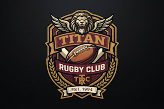 design a powerful rugby ball logo for your team