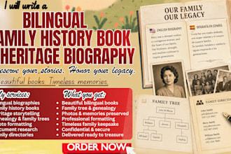 write a bilingual family history book and heritage biography