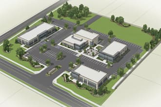 create a sketchup 3d site plan, map, or masterplan