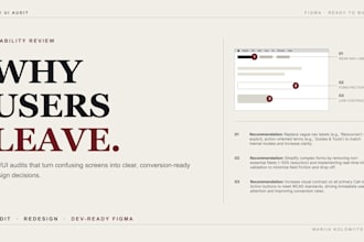 conduct a UX UI audit and give conversion focused redesign recommendations