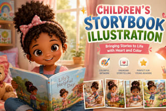 illustrate children book illustration, kids book and story book