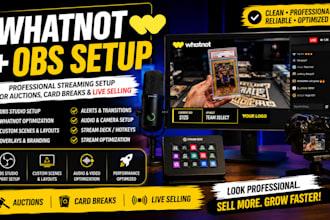 set up obs studio for whatnot live streaming, auctions and card breaks