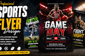 design a professional sports flyer for basketball, football, soccer and events
