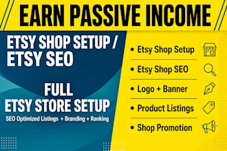 do etsy store creation with SEO listings and branding setup