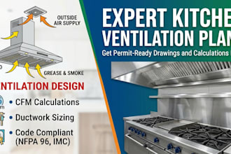 draw food truck ventilation plans, hood design, and fire suppression layouts