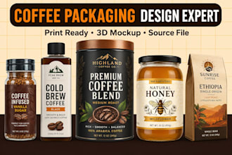 design coffee packaging, coffee bag, coffee label pouch design and branding