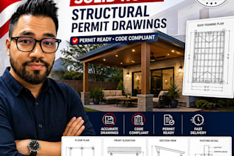 create patio cover solid roof structural permit drawings