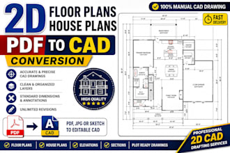 darw 2d floor plans, house plans, and architectural drawings for permit