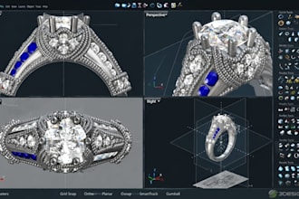 create custom jewelry cad models for 3d printing, rings, pendants and casting