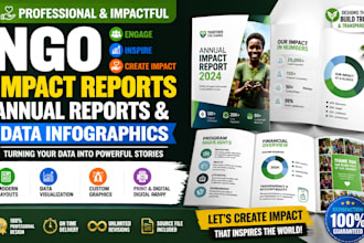design professional ngo impact reports, annual reports and data infographics