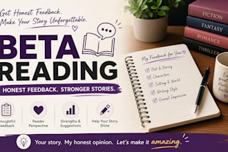 beta read your book and provide honest  constructive feedback
