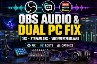 fix obs streamlabs voicemeeter banana audio issues and dual PC setup