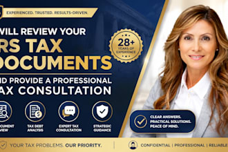 review your irs tax documents and provide a professional tax consultation