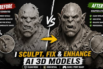 fix and sculpt your 3d ai generated model into a detailed clean mesh