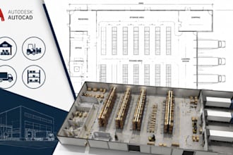 create logistics facility layout, warehouse plan and autocad drawings